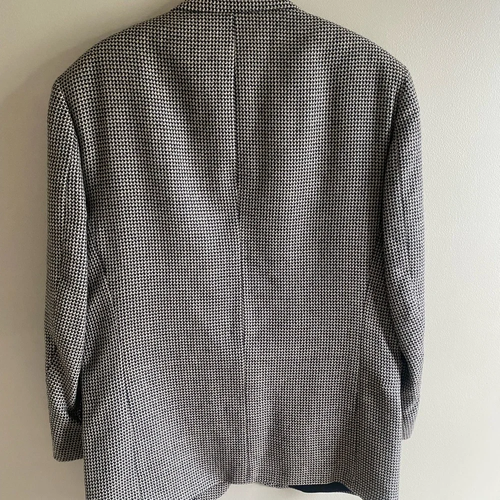 Vtg Oscar De La Renta Blazer 42R Men Brown‎ Check Wool Blazer Single Breasted